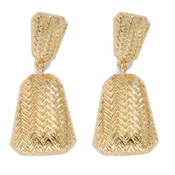 Gold Textured Drop Earrings - Picture 1 of 1